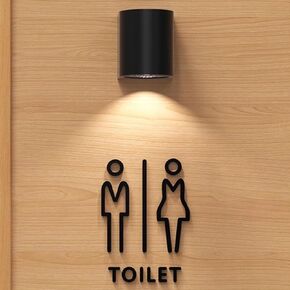 لافتة مرتفعة للمرحاض للرجال والنساء، لافتة مرحاض LED مع مصباح، لافتة حمام مضيئة من الأكريليك، مثبتة على الحائط، للمكتب أو العمل، الباب أو الجدار، أسود (B) in Kuwait