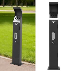 Commercial Standing Trash Can, Outdoor Trash Bin with Lock & Removable Inner Bucket Outside Receptacle Stainless Steel Garbage Can Container for Hotels Restaurants Bars Office Park Street in Saudi Arabia