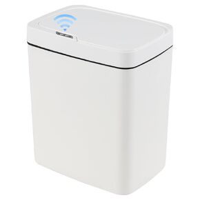 4 Gallon Plastic Automatic Bathroom Trash Can with Lid, 15 L Touchless Motion Sensor Trash Can for Kitchen Bedroom Office, White, F in Kuwait