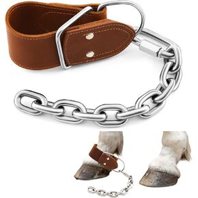 Horse Hobbles Kicking Chain, Leather Single Leg Hobble Heavy Duty Anti Kick Design, Stainless Steel Chain for Secure Horse Training & Grazing, for Stallions, Geldings, Mares in Kuwait