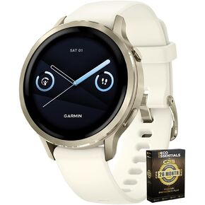 Garmin 010-03014-02 Venu 4, 45 mm Health & Fitness GPS Smartwatch, Silver with Citron Silicone Band Bundle with 2 YR CPS Enhanced Protection Pack in Kuwait