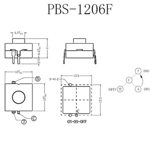 10 قطعة مفتاح زر الضغط ، مفتاح الزر الأحمر ، القفل الذاتي ، 12x12x9.5 مللي متر 3PIN DIP ON-ON-Off للشعلة الكهربائية in Kuwait