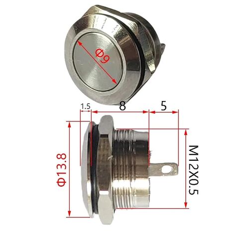 1 قطعة مفتاح زر الضغط ، 12 مللي متر زر معدني قصير مع خطين ، 12 فولت المفاجئة 50mA لا ضوء لا قفل ، إعادة تعيين تلقائي in Kuwait