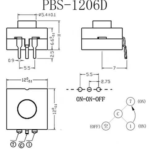 10 قطعة مفتاح بـزر دفع، 12x12x9 مللي متر 3PIN DIP ON-ON-Off 3Position مصباح يدوي قفل ذاتي in Kuwait