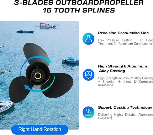 14 x19 Aluminum Boat Propeller for Suzuki DF 70/90/100/115/140 HP Engine, 15 Spline Tooth, 3 Blades,OEM Parts No. 58100-90J10-019,Rh in Kuwait