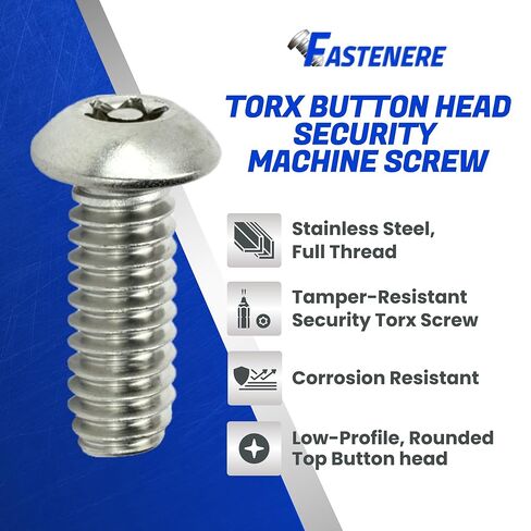 مسامير آلة الأمان Fastenere Torx - 8-32 × 1/2 بوصة (25 حزمة) من الفولاذ المقاوم للصدأ، مقاومة للتلاعب، براغي رأس زر، برغي مسمار لمستوى أعلى من الأمان ومنع السرقة in Saudi Arabia