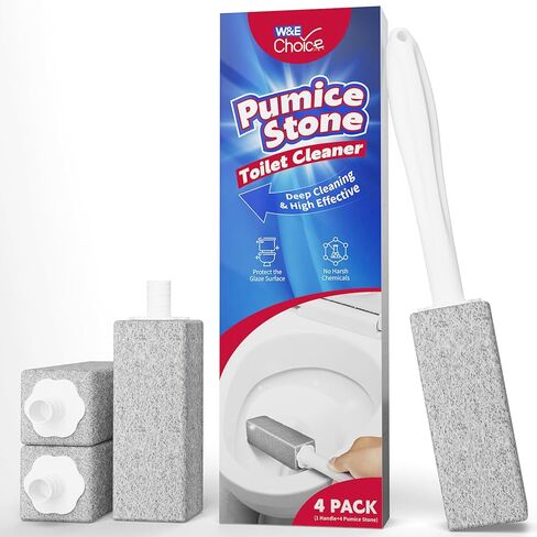 W&E Choice Toilet Pumice Stone 4 Pack, Pumice Stone for Bathtub Cleaning with Extra Long Handle, Toilet Brush for Cleaning Toilets, Bathtubs, Grills, Swimming Pools, Sinks in Saudi Arabia