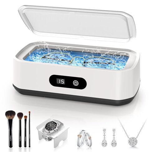 2026 ترقية منظف المجوهرات بالموجات فوق الصوتية، منظف بالموجات فوق الصوتية بسعة كبيرة 50 كيلو هرتز للمجوهرات، الخاتم، النظارات، حزام الساعة وأطقم الأسنان، خمسة أوضاع للتنظيف، 304 من الفولاذ المقاوم للصدأ، هدية للزوجة والأم in Kuwait