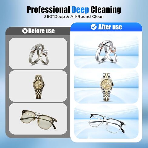 2026 ترقية منظف المجوهرات بالموجات فوق الصوتية، منظف بالموجات فوق الصوتية بسعة كبيرة 50 كيلو هرتز للمجوهرات، الخاتم، النظارات، حزام الساعة وأطقم الأسنان، خمسة أوضاع للتنظيف، 304 من الفولاذ المقاوم للصدأ، هدية للزوجة والأم in Kuwait
