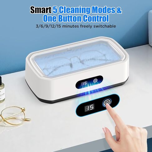 2026 ترقية منظف المجوهرات بالموجات فوق الصوتية، منظف بالموجات فوق الصوتية بسعة كبيرة 50 كيلو هرتز للمجوهرات، الخاتم، النظارات، حزام الساعة وأطقم الأسنان، خمسة أوضاع للتنظيف، 304 من الفولاذ المقاوم للصدأ، هدية للزوجة والأم in Kuwait