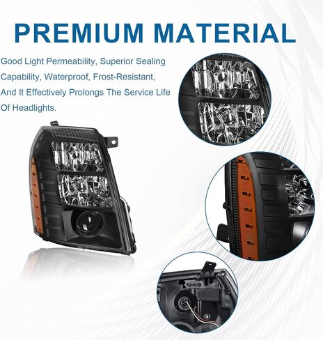 LED DRL Headlights Assembly Compatible with 04-12 Chevy Colorado / 04-12 GMC Canyon Side Replacements Headlamp Amber Reflector Chrome Housing in Kuwait