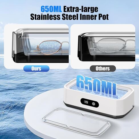 2026 ترقية منظف المجوهرات بالموجات فوق الصوتية، منظف بالموجات فوق الصوتية بسعة كبيرة 50 كيلو هرتز للمجوهرات، الخاتم، النظارات، حزام الساعة وأطقم الأسنان، خمسة أوضاع للتنظيف، 304 من الفولاذ المقاوم للصدأ، هدية للزوجة والأم in Kuwait