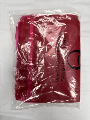 أكياس نفايات بيولوجية حمراء لاصقة (100 عبوة) - أكياس التخلص من المواد اللاصقة مقاس 11 × 15 بوصة لفناني الوشم والعيادات وصواني الفصد - أكياس نفايات معدية مقاومة للتسرب in Kuwait