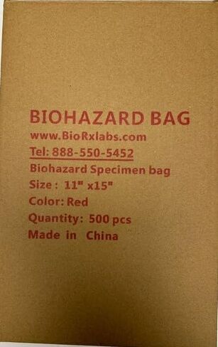 أكياس نفايات بيولوجية حمراء لاصقة (100 عبوة) - أكياس التخلص من المواد اللاصقة مقاس 11 × 15 بوصة لفناني الوشم والعيادات وصواني الفصد - أكياس نفايات معدية مقاومة للتسرب in Kuwait