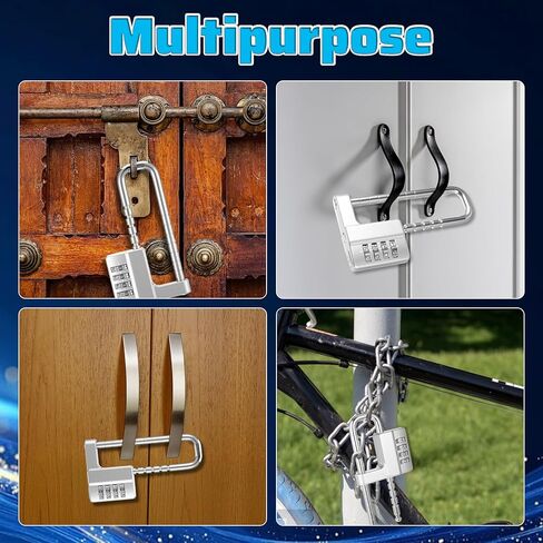 2 قطعة قفل خزانة مكون من 4 أرقام رمز على شكل حرف U، قفل قابل للتعديل من الفولاذ المقاوم للصدأ مع رمز، قفل معدني طويل مقاوم للماء قابل للسحب لأسوار الكلية في الهواء الطلق وخزانة رياضية وصالة الألعاب الرياضية in Kuwait