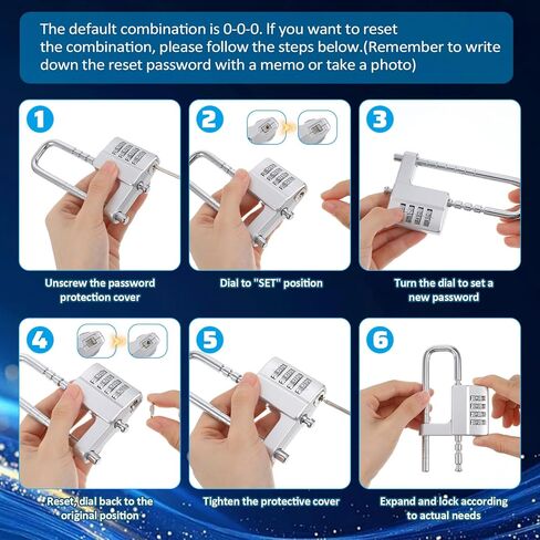 2 قطعة قفل خزانة مكون من 4 أرقام رمز على شكل حرف U، قفل قابل للتعديل من الفولاذ المقاوم للصدأ مع رمز، قفل معدني طويل مقاوم للماء قابل للسحب لأسوار الكلية في الهواء الطلق وخزانة رياضية وصالة الألعاب الرياضية in Kuwait