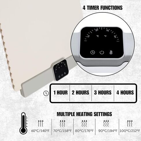 FOOD WARMING MAT, Electric Portable Silicone Warming Plate, Roll Up Heating Tray for Food, 5 Heat Levels, 24x15.7, (White) in Saudi Arabia