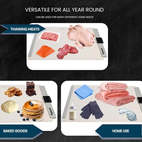 FOOD WARMING MAT, Electric Portable Silicone Warming Plate, Roll Up Heating Tray for Food, 5 Heat Levels, 24x15.7, (White) in Saudi Arabia