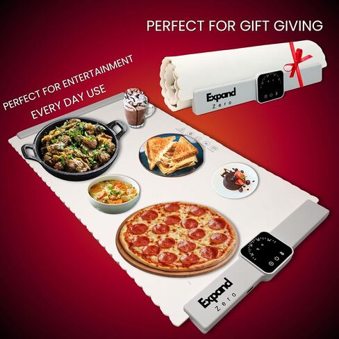FOOD WARMING MAT, Electric Portable Silicone Warming Plate, Roll Up Heating Tray for Food, 5 Heat Levels, 24x15.7, (White) in Saudi Arabia