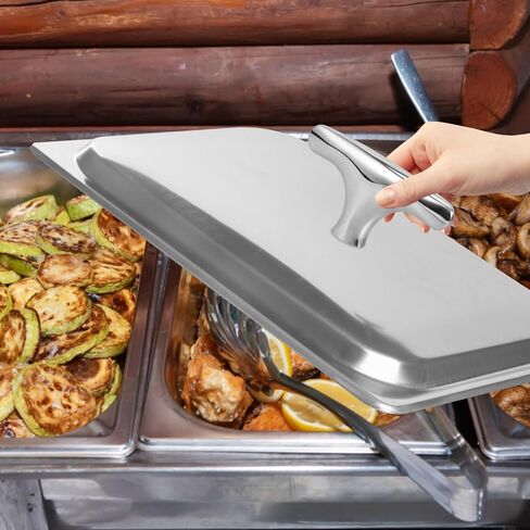 SOLUSTRE صينية بوفيه مقبض الفولاذ المقاوم للصدأ الإفطار العزل موقد مقبض خفيفة الوزن المحمولة وعاء تسخين الطعام لتقديم الطعام وخدمة الطعام in Kuwait