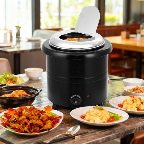 غلاية شوربة تجارية 13.7QT من Garvee، سخان شوربة أوتوماتيكي مع مقبض مضاد للحرق ووعاء إدخال قابل للإزالة من الفولاذ المقاوم للصدأ للولائم الكبيرة والبوفيه، غطاء مفصلي مدمج in Saudi Arabia