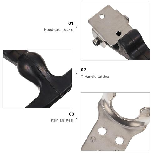 SHINEOFI قطعتان من مزالج السحب بمقبض على شكل حرف T مع 304 من الفولاذ المقاوم للصدأ، وأقفال مطاطية مرنة ممتصة للصدمات لغطاء محرك السيارة وصندوق الأدوات، ومزالج شد مرنة مع دعامات in Kuwait