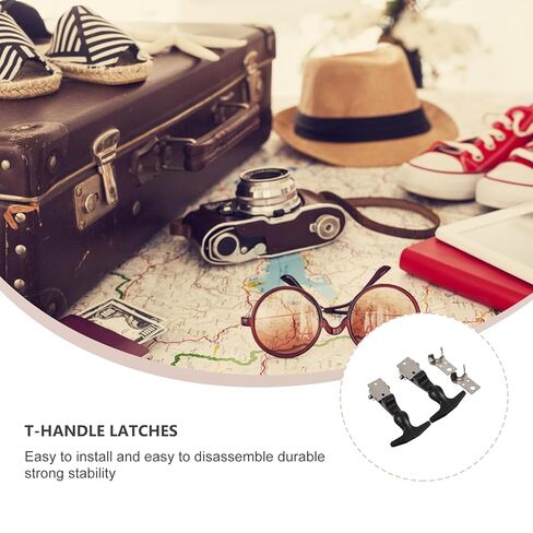 SHINEOFI قطعتان من مزالج السحب بمقبض على شكل حرف T مع 304 من الفولاذ المقاوم للصدأ، وأقفال مطاطية مرنة ممتصة للصدمات لغطاء محرك السيارة وصندوق الأدوات، ومزالج شد مرنة مع دعامات in Kuwait