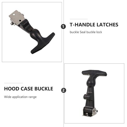 SHINEOFI قطعتان من مزالج السحب بمقبض على شكل حرف T مع 304 من الفولاذ المقاوم للصدأ، وأقفال مطاطية مرنة ممتصة للصدمات لغطاء محرك السيارة وصندوق الأدوات، ومزالج شد مرنة مع دعامات in Kuwait