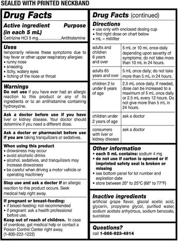 Children's Allergy Medicine, Sugar Free Grape Flavor, 24-Hour Indoor & Outdoor Antihistamine, Kids Oral Solution Syrup for Sneezing, Runny Nose & Itchy Eyes, 4 fl oz in Kuwait