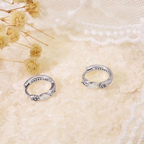 هوب أوبال أقراط للنساء صغيرة Huggie الماس زركون Dainty14k مجوهرات مطلية بالذهب هدايا in Kuwait