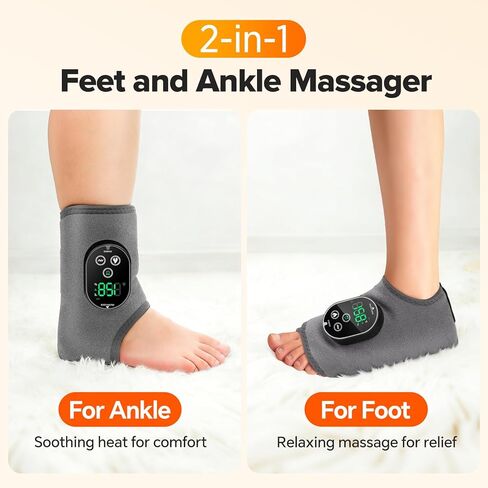 جهاز تدليك القدم اللاسلكي من WoloyHeatie للاعتلال العصبي، وسادة تسخين للكاحل قابلة لإعادة الشحن بقدرة 3000 مللي أمبير في الساعة مع تدليك للدورة الدموية، مدلك لتخفيف آلام كاحل القدم، رمادي in Kuwait