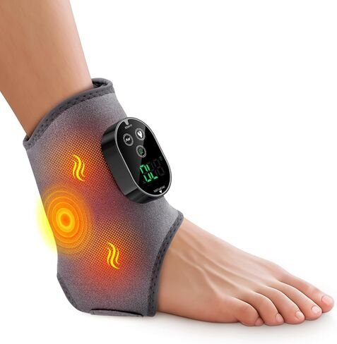 WoloyHeatie Cordless Foot Massager for Neuropathy, 3000mAh Rechargeable Ankle Heating Pad with Massage for Circulation, Foot Ankle Pain Relief Massager, Gray in Saudi Arabia