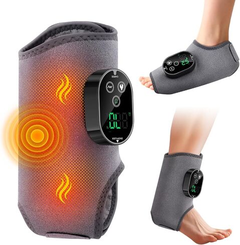 جهاز تدليك القدم اللاسلكي من WoloyHeatie للاعتلال العصبي، وسادة تسخين للكاحل قابلة لإعادة الشحن بقدرة 3000 مللي أمبير في الساعة مع تدليك للدورة الدموية، مدلك لتخفيف آلام كاحل القدم، رمادي in Kuwait