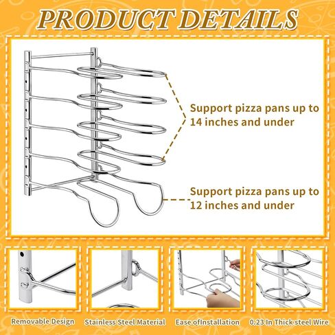 Pizza Rack 5 Tiered Stand 10.43" L x 8.52" W x 13" H with 5 Pcs 12 Inch Pans Flexible Detachable Aluminum Baking Set for Easy Storage and Baking Multiple Pizzas in Kuwait
