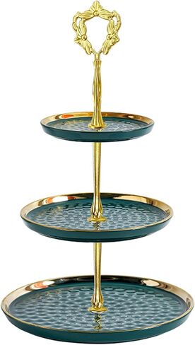 8 مجموعات بمقبض حامل لصينية الكيك مقاس 13.5 بوصة مكون من 3 طبقات، قضيب مركزي معدني متعدد الطبقات للحلوى وقضيب مركزي للأجهزة شديدة التحمل لحفلات الزفاف وأعياد الميلاد وتجهيزات حامل أطباق الكب كيك - زهور ذهبية in Kuwait