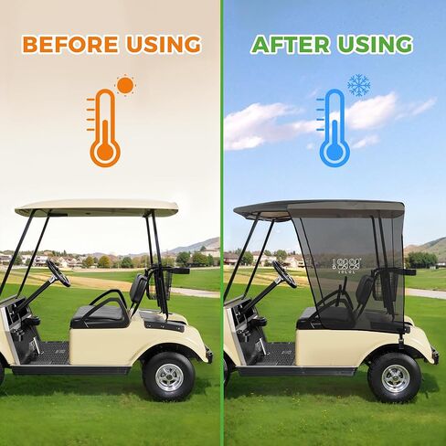 غطاء حماية من الشمس لعربة الجولف 10L0L 2 لسيارة Club Car DS & EZGO TXT - غطاء حماية قابل للطي من الأشعة فوق البنفسجية، تصميم مانع للحرارة، أسود in Kuwait