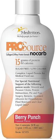 ببتيدات الكولاجين السائلة من النوع الأول والثالث، 15 جرامًا من البروتين لكل أونصة. |Prosource زجاجة محايدة NoCarb Medtrition in Kuwait