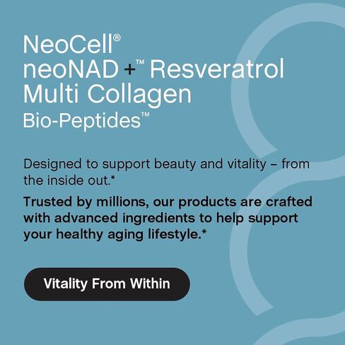 NeoCell NAD+ Resveratrol Supplement | with Multi Collagen Bio-Peptides | 60 Capsules | Supports Healthy Aging & Cellular Energy in Kuwait