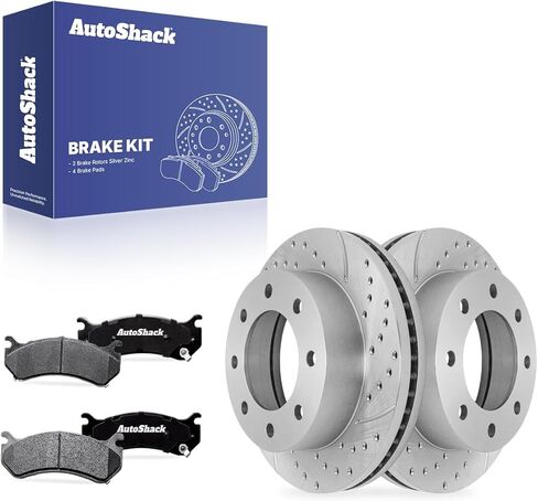 AutoShack Rear Brake Kit Replacement for 2001-2010 Chevrolet Silverado 2500 HD Drilled & Slotted Zinc Coated Disc Brake Rotors Ceramic Brakes Pads 12.99" 330 mm BRKPKG003909 in Saudi Arabia