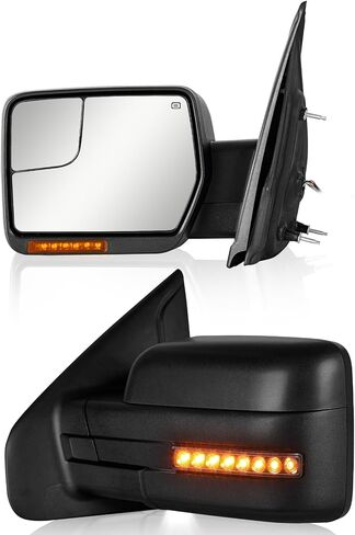 سانوير سحب المرايا 2007-2014 فورد F150 مع ديناميكية بدوره إشارة ضوء الطاقة الزجاج البركة مصباح ساخنة دليل للطي الجانب مرآة زوج مجموعة in Kuwait