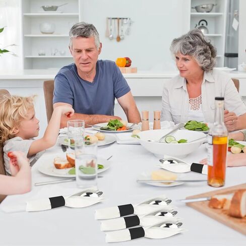 Germiwipe Pack of 10,000 Black Paper Napkin Bands Self Adhesive, 1.5x4.25 Inch Silverware Wraps Band Paper Napkin Rings for Restaurant, Party, Wedding, (4 Boxes x 2,500) in Kuwait