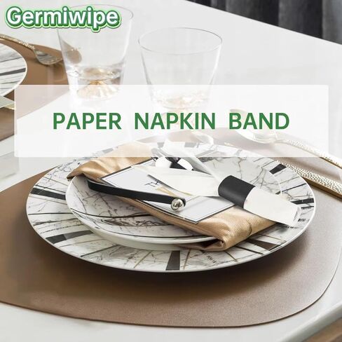Germiwipe Pack of 10,000 Black Paper Napkin Bands Self Adhesive, 1.5x4.25 Inch Silverware Wraps Band Paper Napkin Rings for Restaurant, Party, Wedding, (4 Boxes x 2,500) in Kuwait