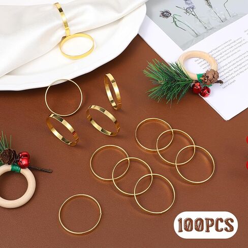 100 PCS Gold Napkin Rings Metal Napkin Ring Napkins Holders Buckles Fall Thanksgiving Christmas Napkin-Rings Table Napkins Ring for Family Dinner, Wedding, Party,Table Decorations in Saudi Arabia