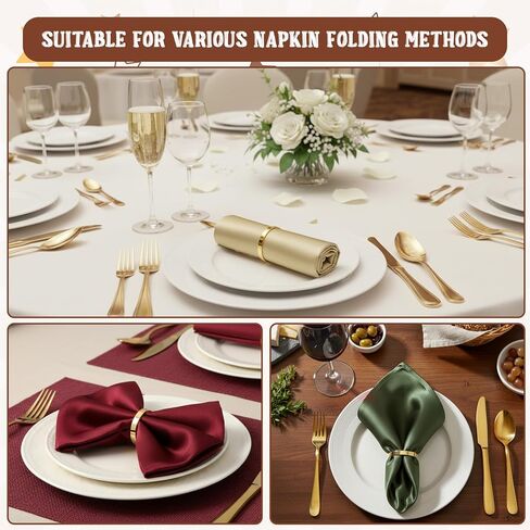 100 PCS Gold Napkin Rings Metal Napkin Ring Napkins Holders Buckles Fall Thanksgiving Christmas Napkin-Rings Table Napkins Ring for Family Dinner, Wedding, Party,Table Decorations in Saudi Arabia