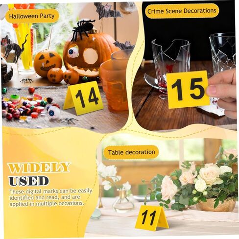 15pcs Evidence Markers Multifunction Crime Scene Table Numbers Yellow Floor Plate Markers Game Supplies Table Sign in Saudi Arabia