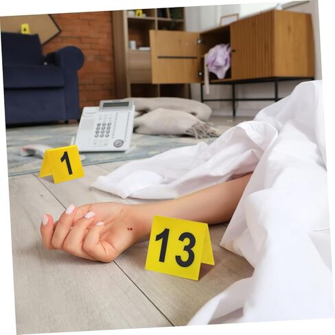 15pcs Evidence Markers Multifunction Crime Scene Table Numbers Yellow Floor Plate Markers Game Supplies Table Sign in Saudi Arabia