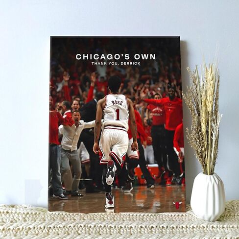 ART Chicago's Own Derrick Rose Celebration قماش جدار ديكور طباعة كرة السلة شكرًا لك ديريك - غطاء سوبر ستار ملصق جداري مؤطر على القماش صورة ديكور مكتب غرفة المعيشة 11 × 14 بوصة in Saudi Arabia