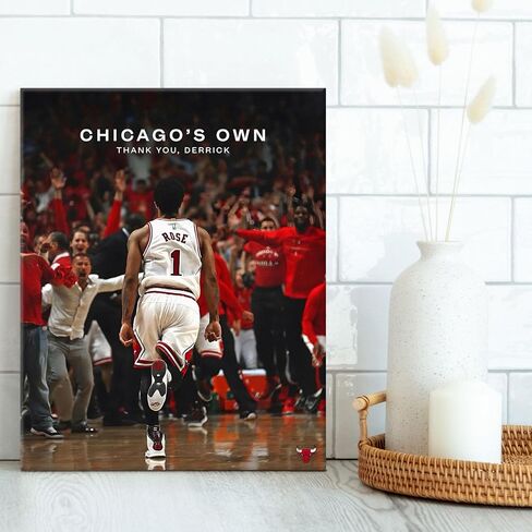 ART Chicago's Own Derrick Rose Celebration قماش جدار ديكور طباعة كرة السلة شكرًا لك ديريك - غطاء سوبر ستار ملصق جداري مؤطر على القماش صورة ديكور مكتب غرفة المعيشة 11 × 14 بوصة in Saudi Arabia