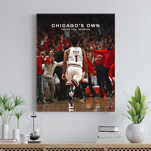 ART Chicago's Own Derrick Rose Celebration قماش جدار ديكور طباعة كرة السلة شكرًا لك ديريك - غطاء سوبر ستار ملصق جداري مؤطر على القماش صورة ديكور مكتب غرفة المعيشة 11 × 14 بوصة in Saudi Arabia