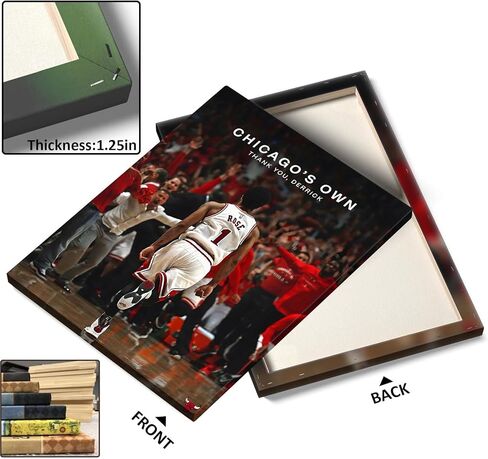 ART Chicago's Own Derrick Rose Celebration قماش جدار ديكور طباعة كرة السلة شكرًا لك ديريك - غطاء سوبر ستار ملصق جداري مؤطر على القماش صورة ديكور مكتب غرفة المعيشة 11 × 14 بوصة in Saudi Arabia